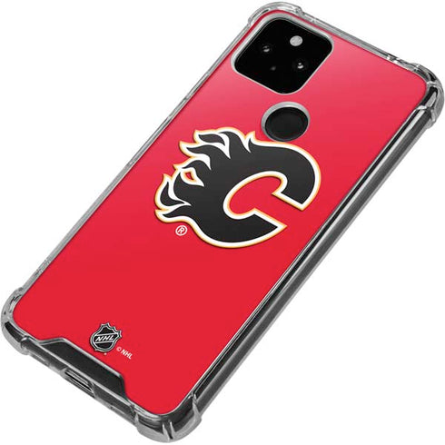 NHL Calgary Flames Solid Background Google Pixel 5 Clear Case